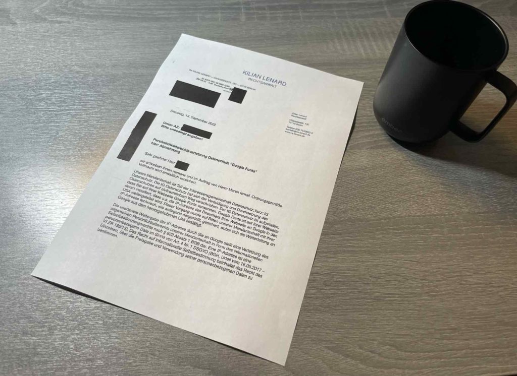 Rechtsanwalt Kilian Lenard mahnt für Martin Ismail ab